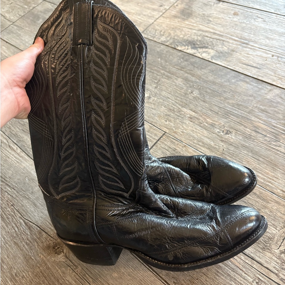 Vintage Tony Lama Black Cowboy Boots